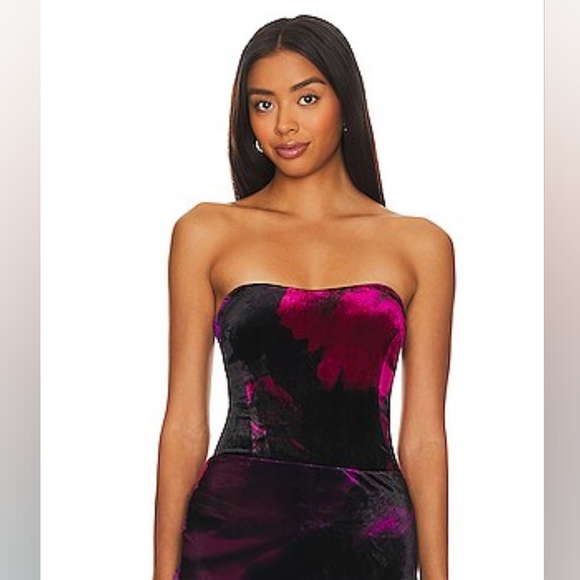 Retrofete Tops - Retrofete Nat Strapless Top Corset Velvet Floral Size XL